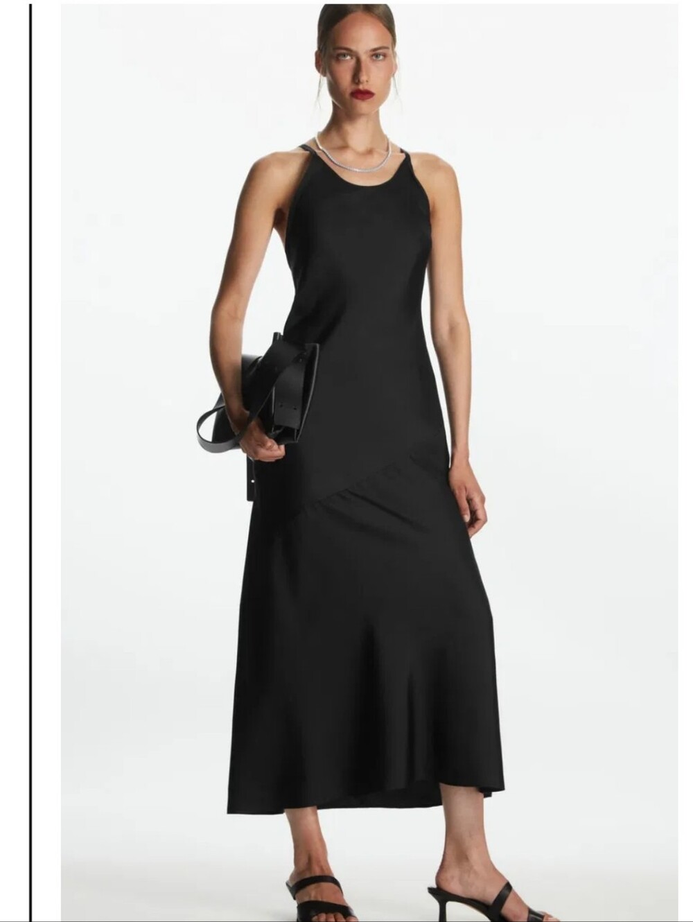 COS silk bias cut open back halter slip dress Sz 6